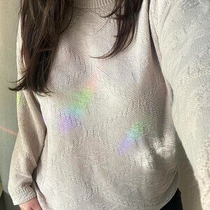 Basic Editions Women's Tan and Cream Jumper